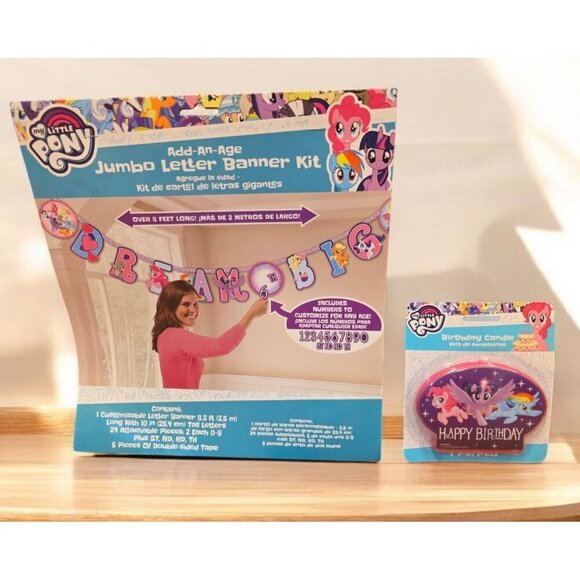 My Little Pony Birthday Party Decorations Customizable Banner Bday Candle NEW - Picture 1 of 5